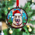 German Shepherd White in Santa Hat Suncatcher Decoration
